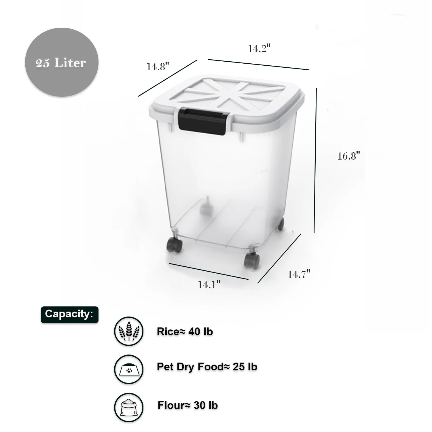 HANAMYA Rice Storage Container with Measuring Cup