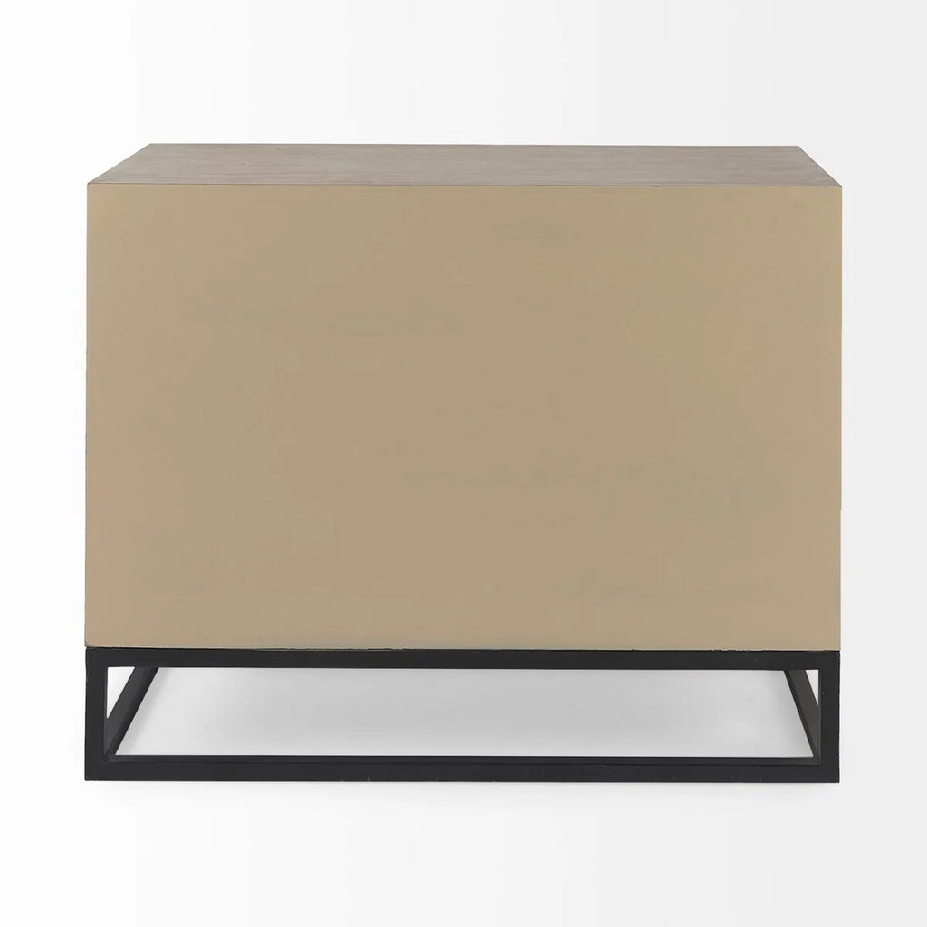 Genevieve I Gray Fir Veneer w/ Iron Frame & 3 Drawer Accent Cabinet - 39.0L x 15.7W x 30.9H