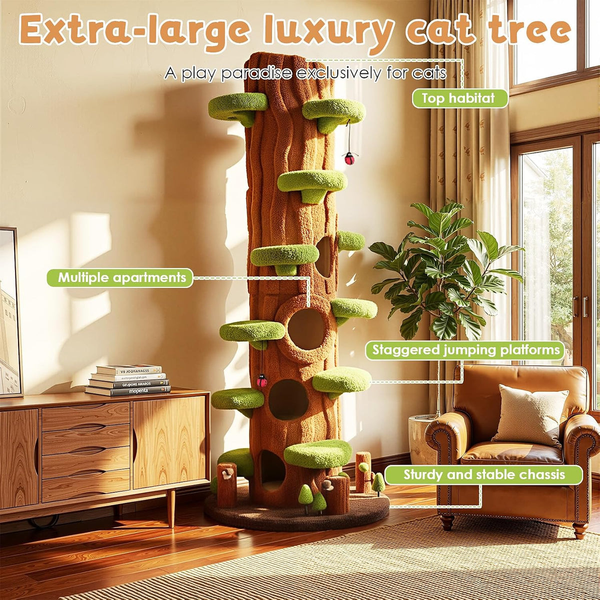 🌲🐱 230cm Tall Magic Forest Cat Tree – Extra Large Multi-Level Cat Condo for Large Cats