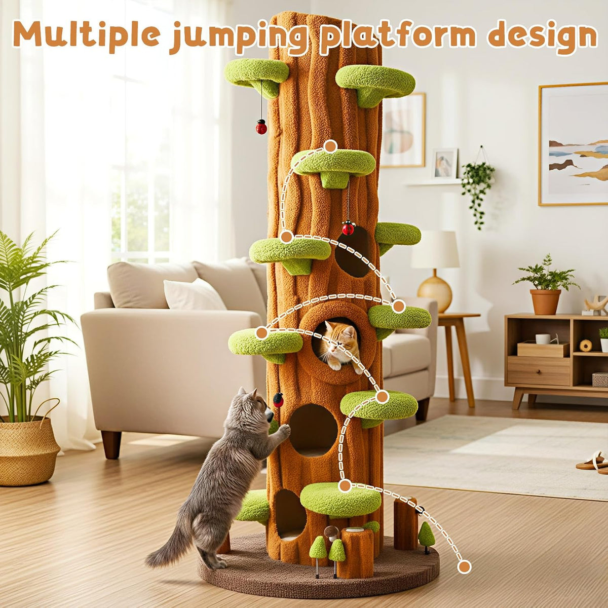 🌲🐱 230cm Tall Magic Forest Cat Tree – Extra Large Multi-Level Cat Condo for Large Cats