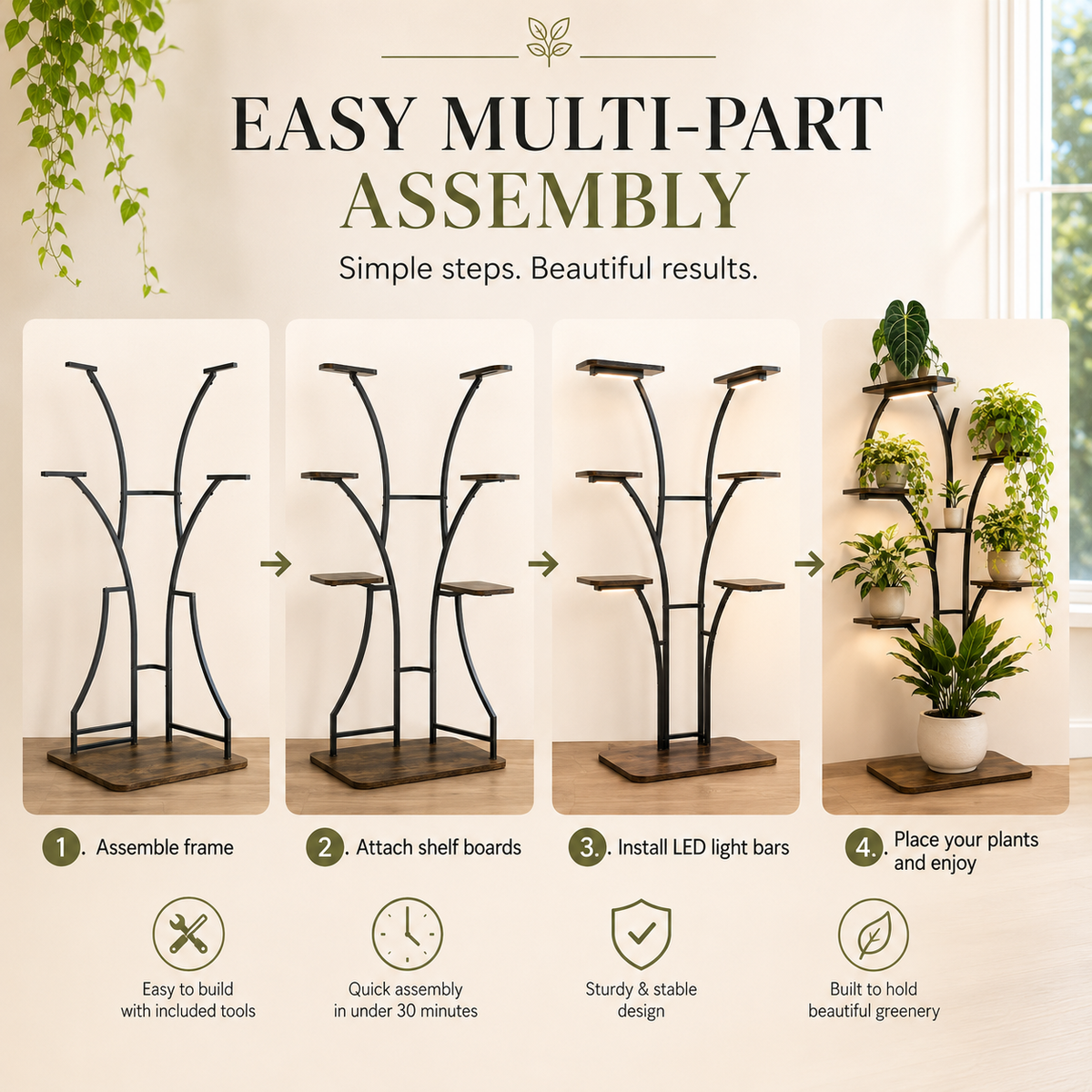 🌿 LAST DAY SALE 40% OFF | Multi-Tier Corner Plant Stand with LED Grow Lights ✨