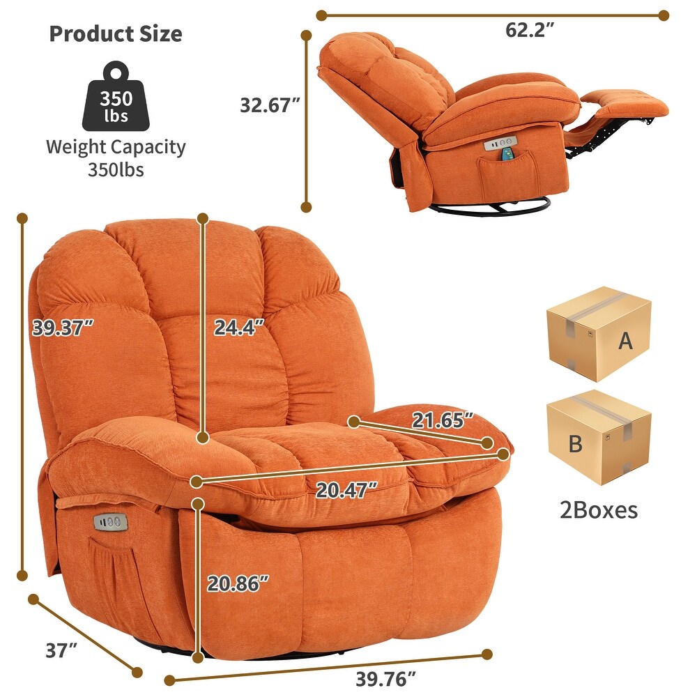 🔥 Heated Massage Power Recliner Chair – 8-Point Massage, 270° Swivel, Rocking & USB-C Charging