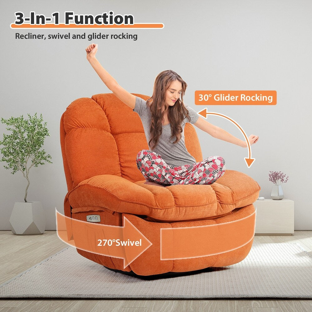 🔥 Heated Massage Power Recliner Chair – 8-Point Massage, 270° Swivel, Rocking & USB-C Charging